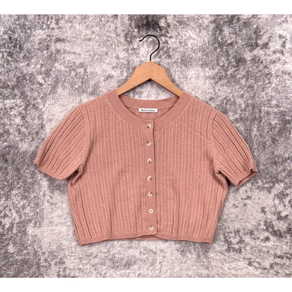 Reformation Germaine Crop Sweater Top Small Womens 100% Cashmere Dusty Pink